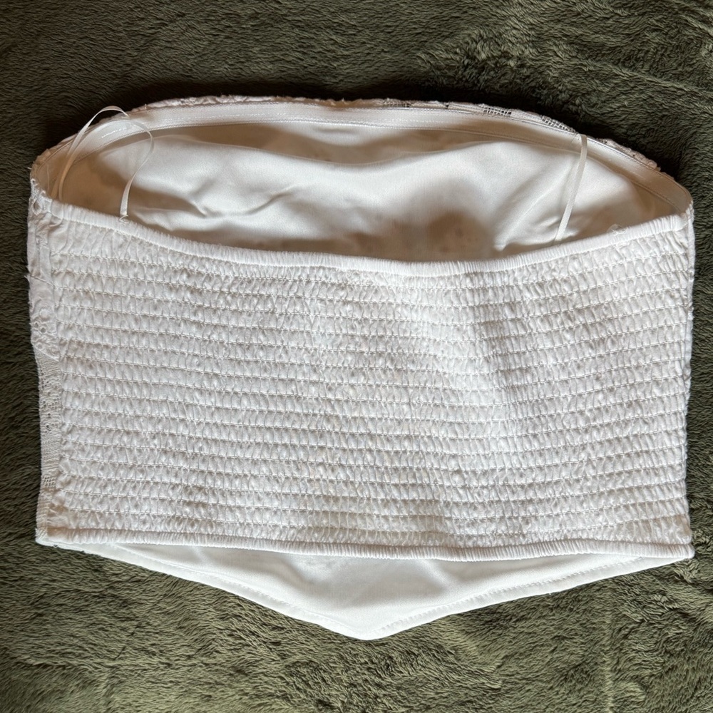 KIRIOUS LOS ANGELES White Lace Tube Top 100% Cotton Size S - Picture 4 of 4
